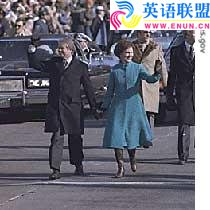 Jimmy and Rosalynn Carter in the inaugural parade